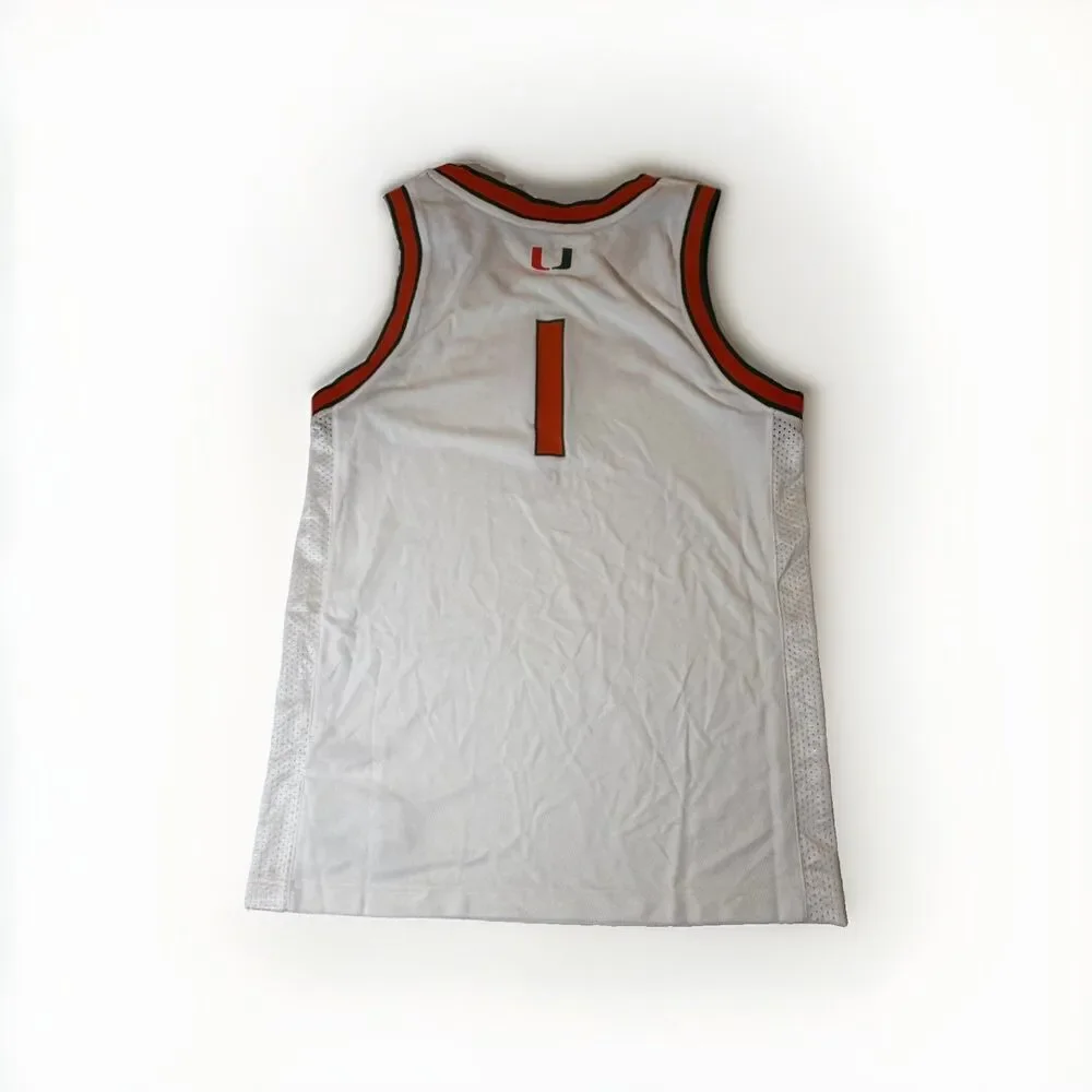 Adidas Miami Hurricanes #1 Swingman Basketball Jersey White Men’s M NWT